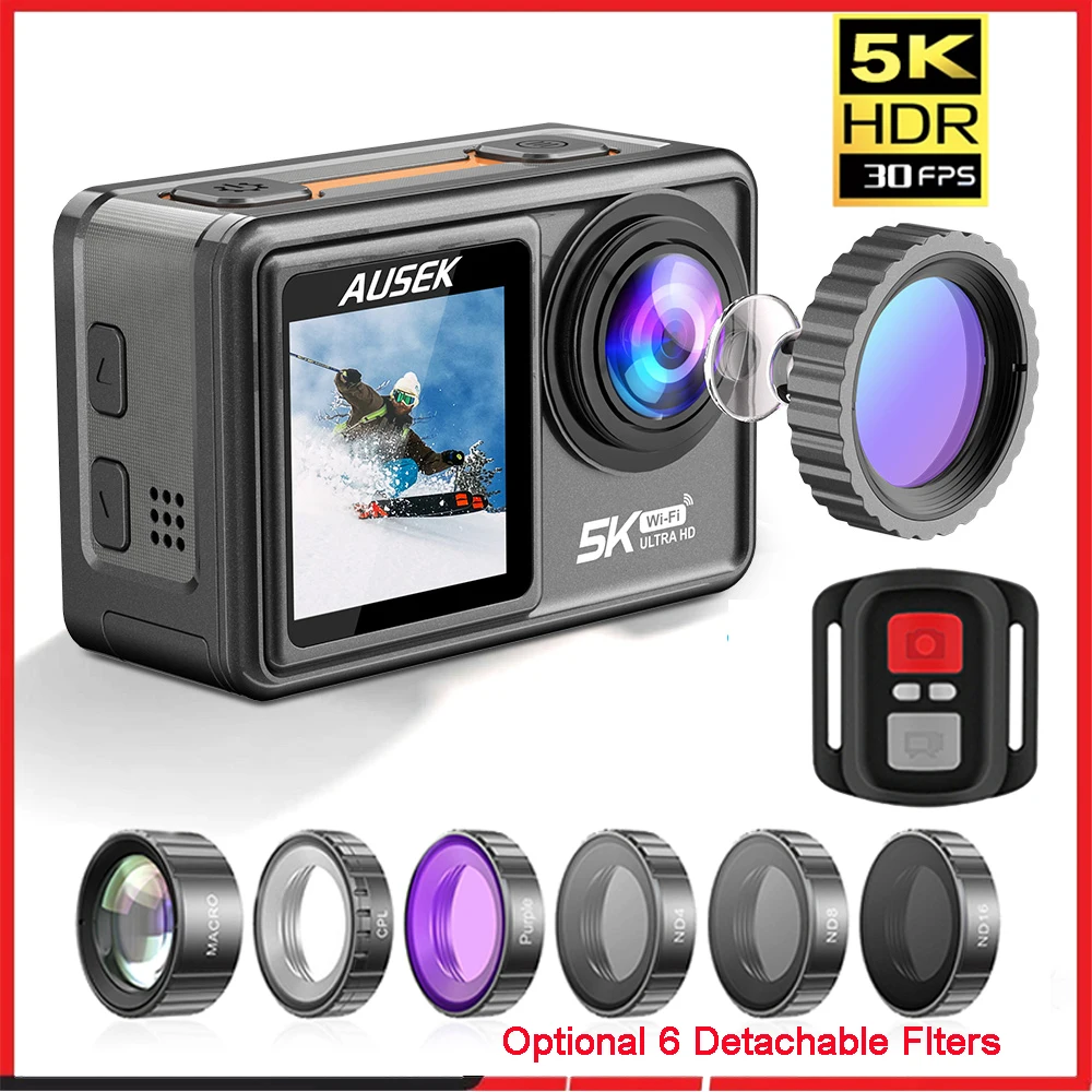 Webcam 4K - AUSEK M81TR Action Camera 5K 4K60FPS