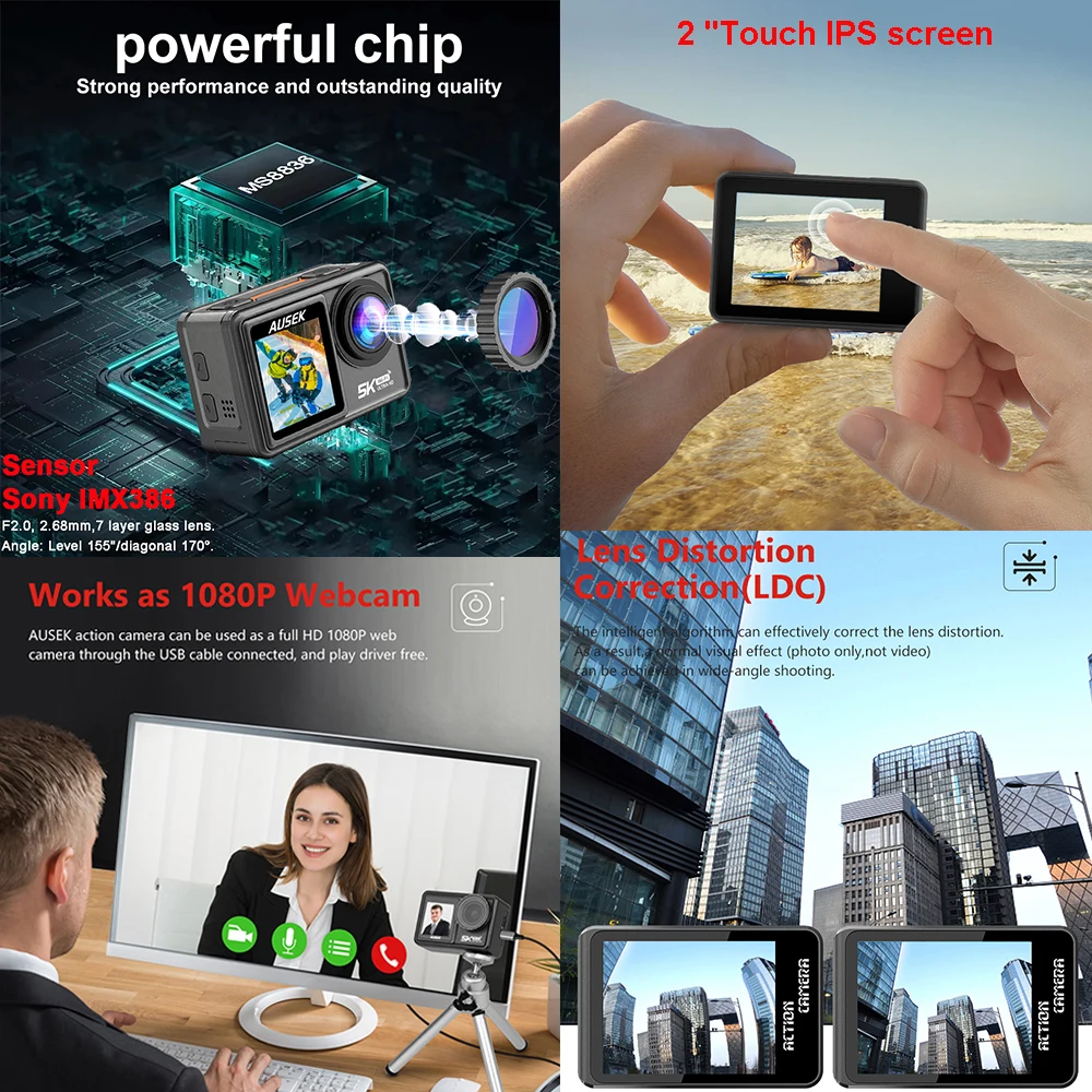 AUSEK M81TR Action Camera 5K 4 - Webcam 4K ulasan dan harga