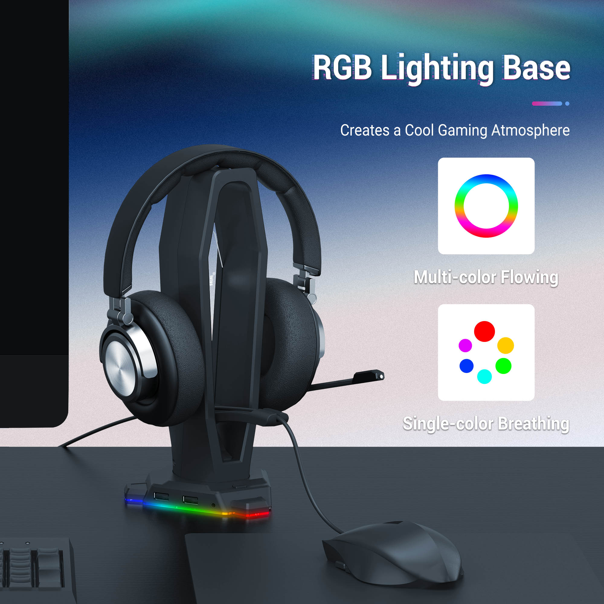 3 in 1 RGB Gaming Headset Hold - Mouse Bungee Holder ulasan dan harga