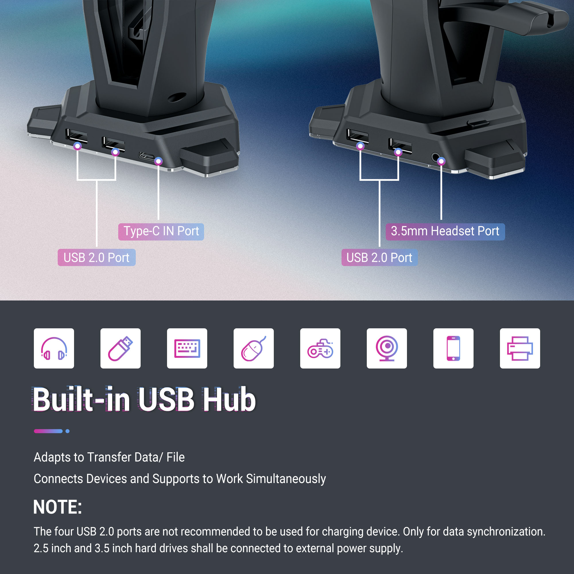 3 in 1 RGB Gaming Headset Hold - Mouse Bungee Holder ulasan dan harga