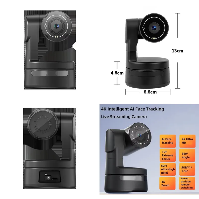 Tiny 4K PTZ Webcam For PC, AI  - Webcam 4K ulasan dan harga